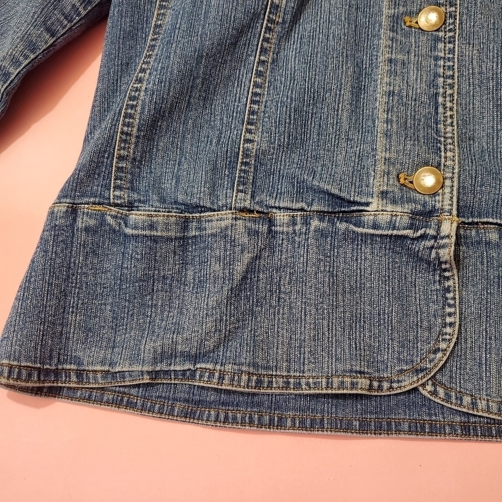 Vintage 2000s Y2k 00s Jean Jacket Rhinestones Bling Erika - Picture 10 of 11
